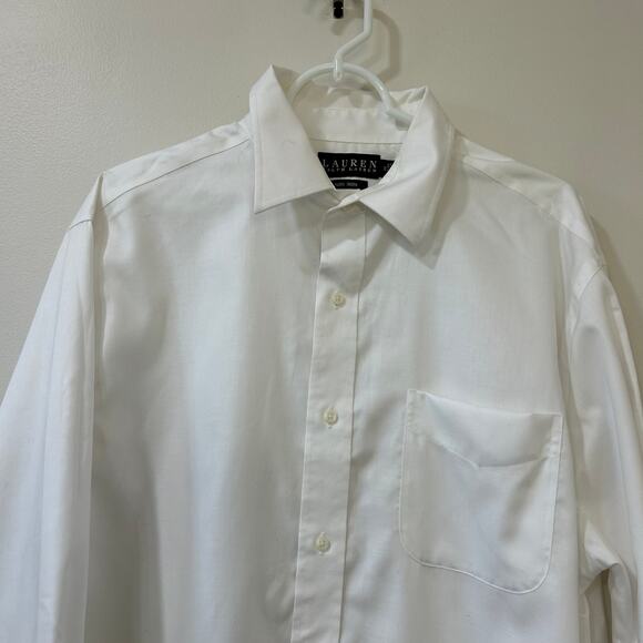 Lauren Ralph Lauren Mens Sz 17 32/33 White Long Sleeve Button Down Shirt Office - Picture 2 of 4